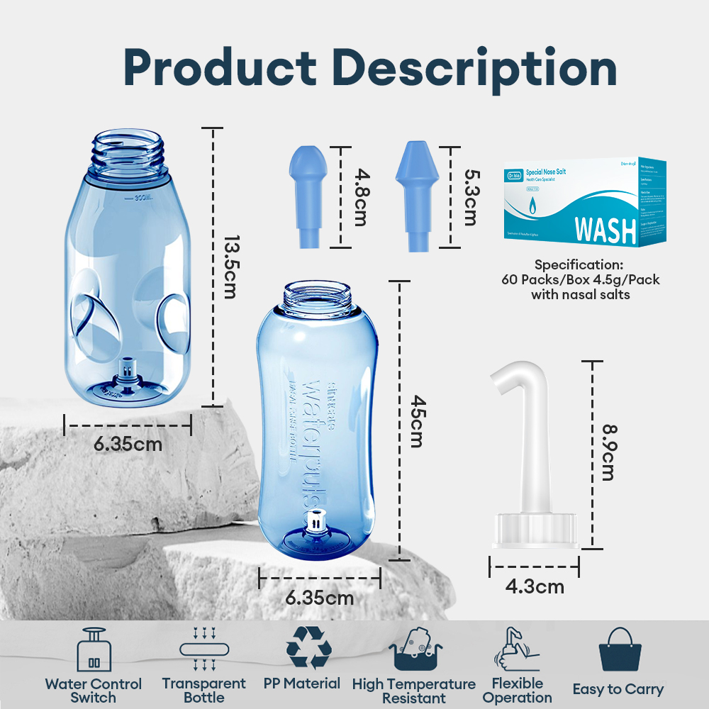 Dr.isla 300ML Nasenspülreiniger Nasendusche Spülflasche Nasenschutz Vermeiden Sie allergische Rhinitis Erwachsene Kinder Neti Pot