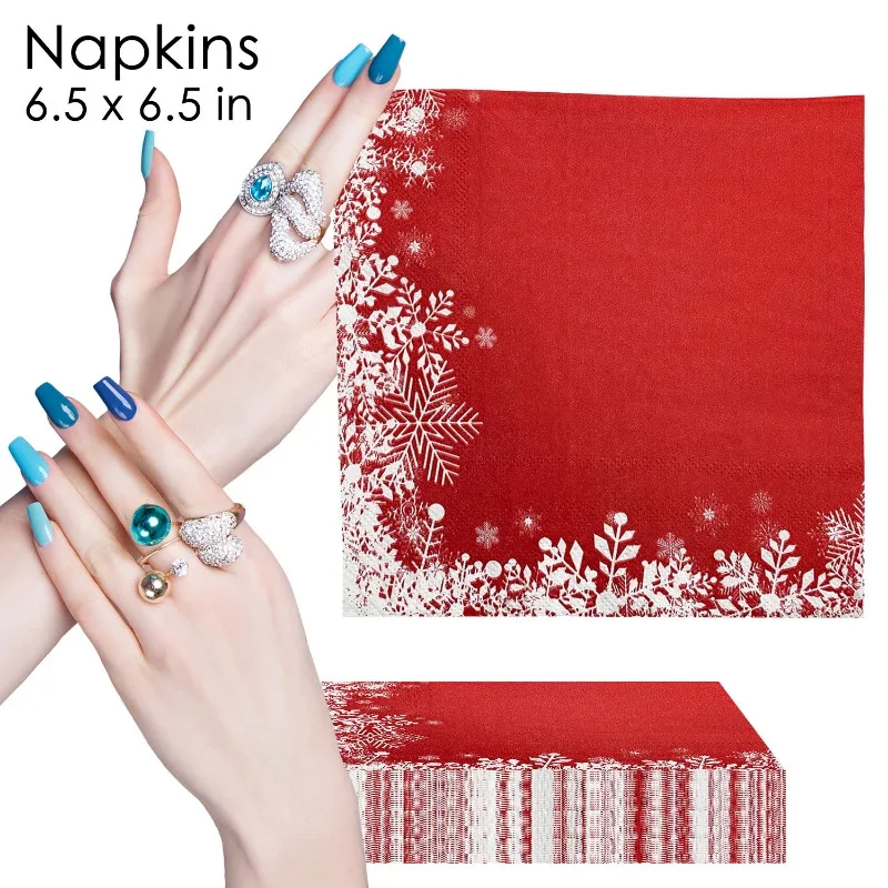 10/20 шт. 33 см 2-слойные рождественские красные снежинки бумажные салфетки рождественские украшения поставки ледяной фестиваль вечерние салфетки с принтом