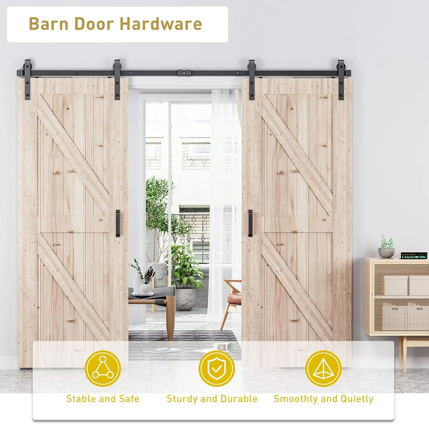 8 'double sliding barn door hardware track kit to fit 24 "wide door panels - smooth and very easy to install