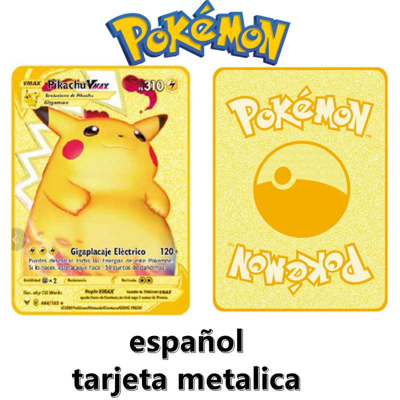 ポケモン-スペインの金属製バトルカードゲーム,アニメキャラクターのコレクション,誕生日プレゼント,子供のおもちゃ,gx,vmax,v ex