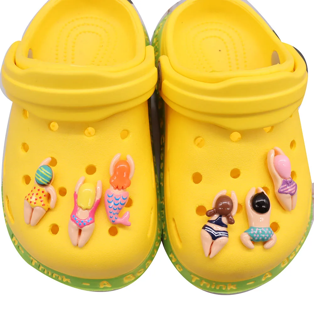 6 個水泳男の子女の子スポーツ樹脂靴装飾品 DIY 面白いブレスレットバックルチャームフィット誕生日プレゼント