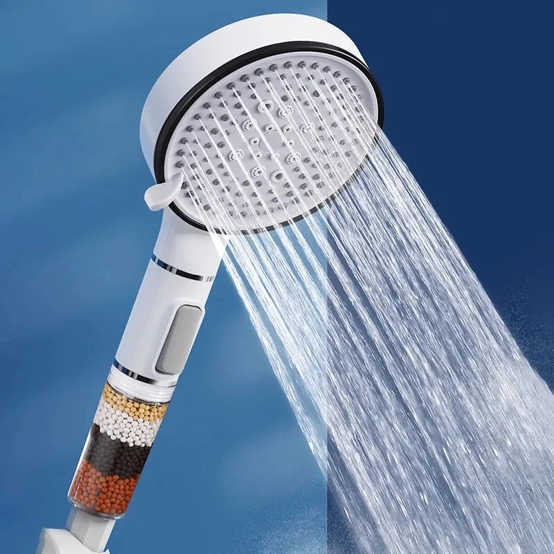 5 Modes High Pressure Shower Head Anti Limestone Filter Hygienic Remove Calcario Shower with Holder and Hose Bath Accessories