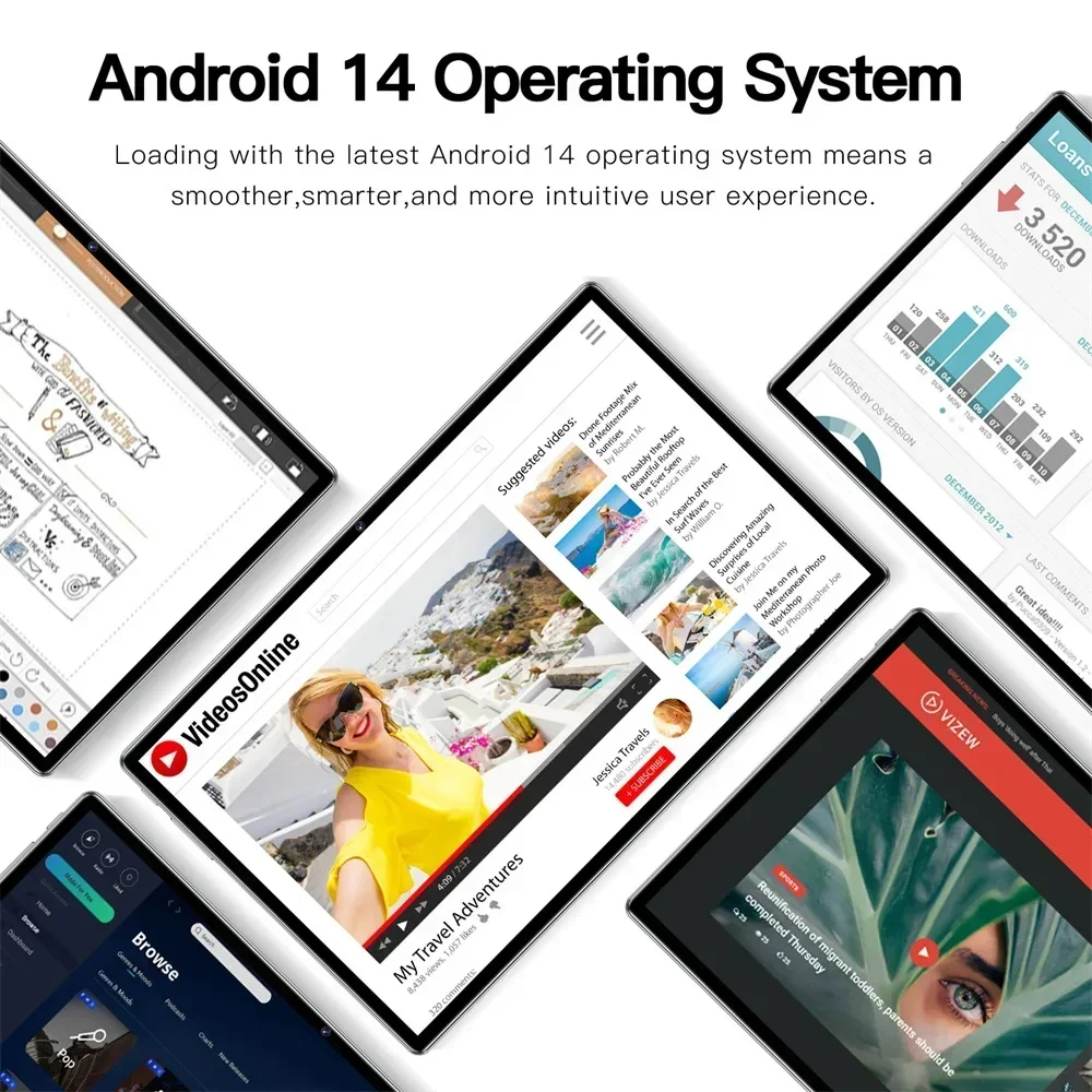 Tablet P60 Pro 5G Dual SIM Android 14 Tab 20000 mAh 22 GB + 2 TB Gezichtsherkenning Tablet 10,1 inch Global Versie Kindertablet PC