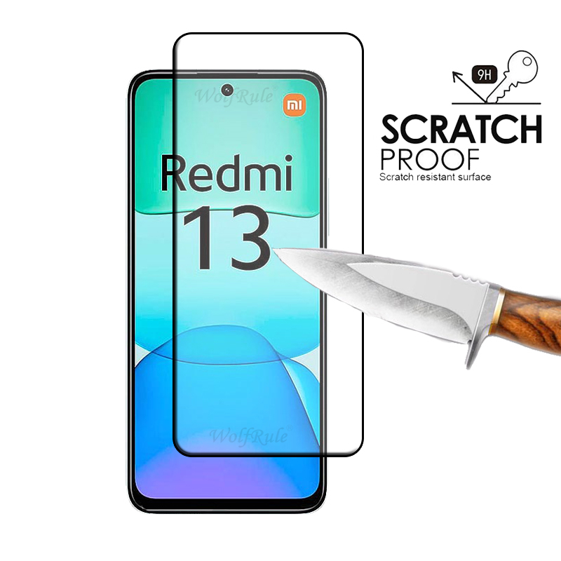 Protector de pantalla 6 en 1 para Xiaomi Redmi 13, cristal templado 9H HD, cristal de lente