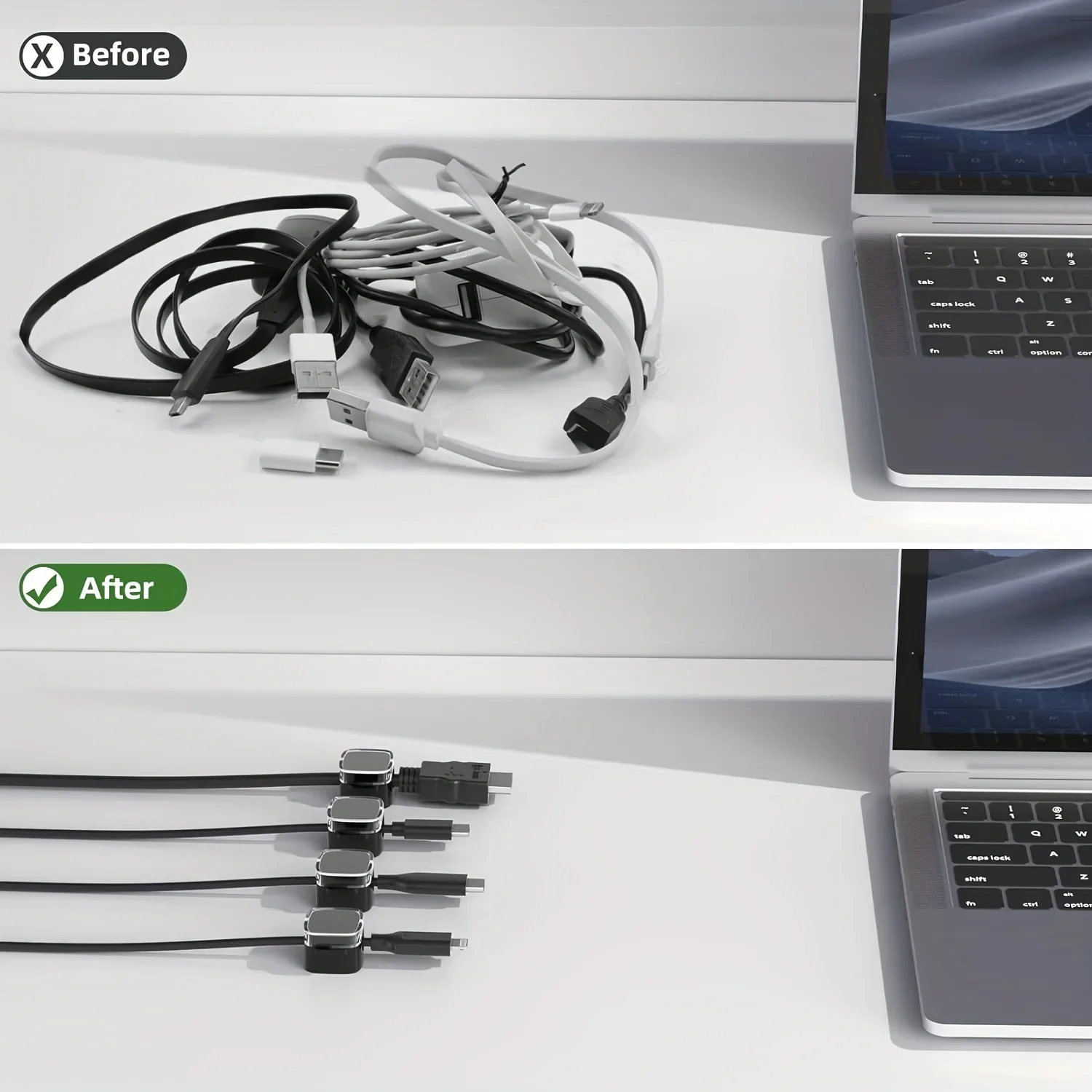 Vikefon 6 Stuks Magnetische Kabel Management Clips Multi-Colored Cord Organizer Desk & Muur Gemonteerde Haken Voor Telefoon Data & Oplader
