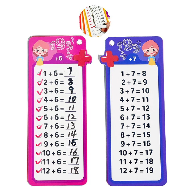 Maths Training Cards Addition Subtraction Multiplication and Division Educational Toys Student Arithmetic with Erasable Pen
