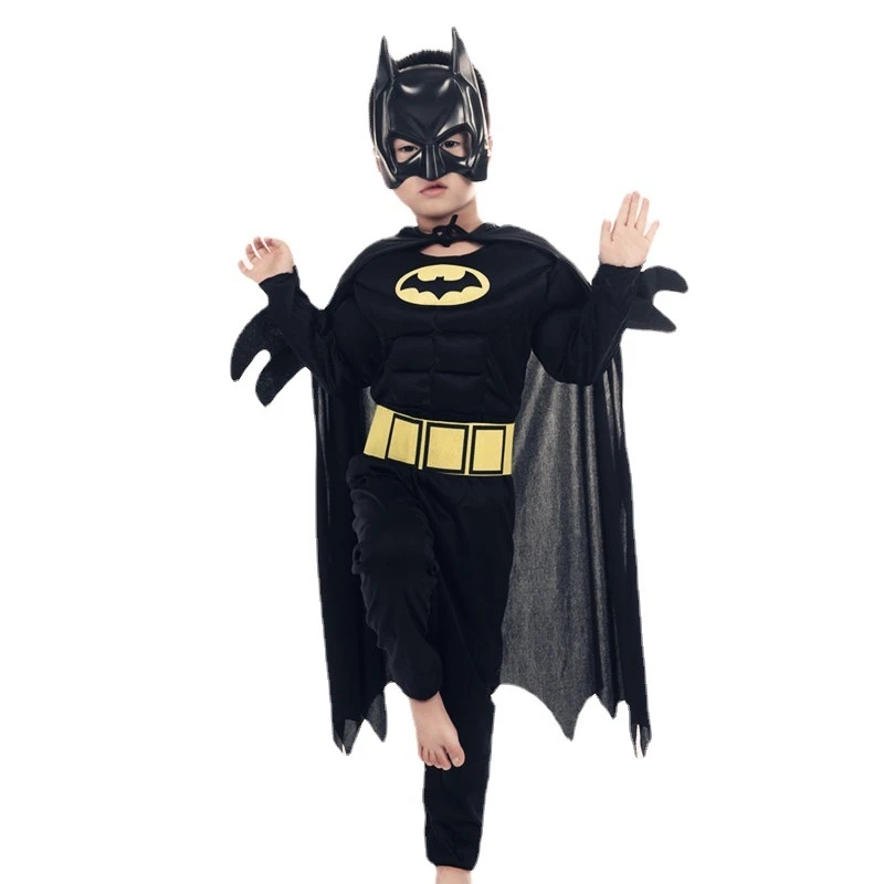 Mono de Cosplay de murciélago para niños, traje de héroe con máscara de capa, disfraz de superhéroe Wayne para hombre, fiesta de Carnaval de Halloween de alta calidad