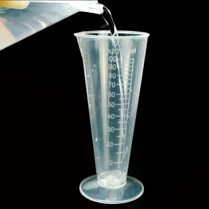 Cilindro graduato trasparente in plastica conica da 100 ml, strumento di misurazione per cucina da laboratorio, accessori per materiale didattico scolastico