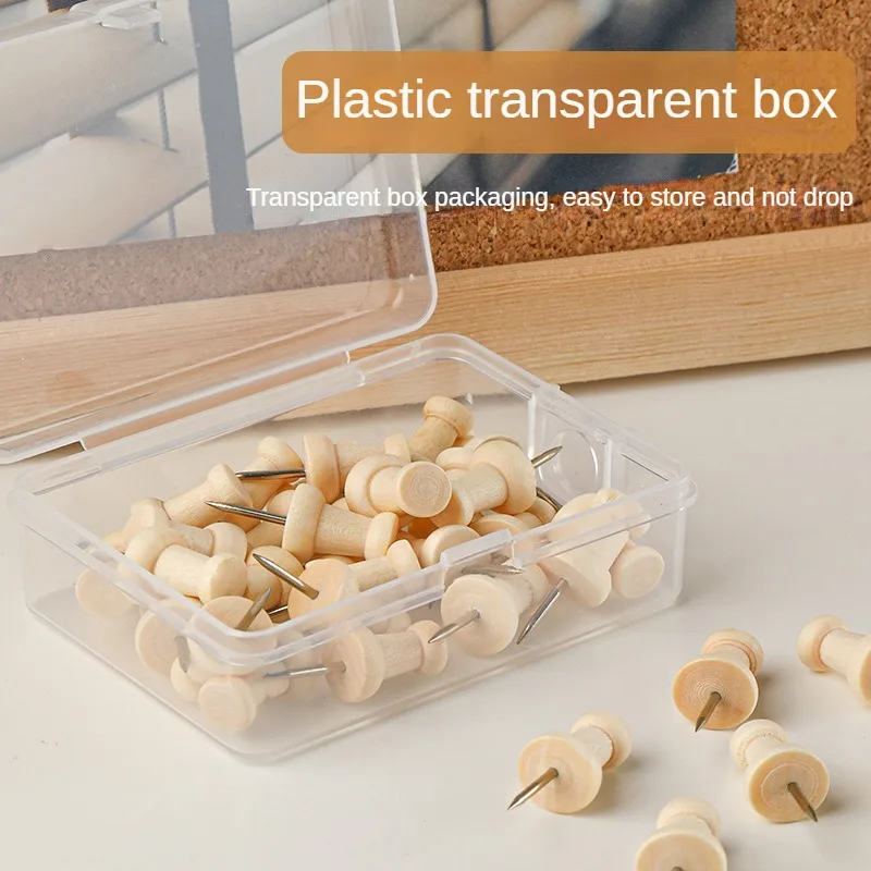 50 개/상자 나무 압정 마커 그리기 DIY 사진 벽 아트 네일 스터드 코르크 보드 핀 학교 홈 오피스 도구에 대 한 푸시 핀