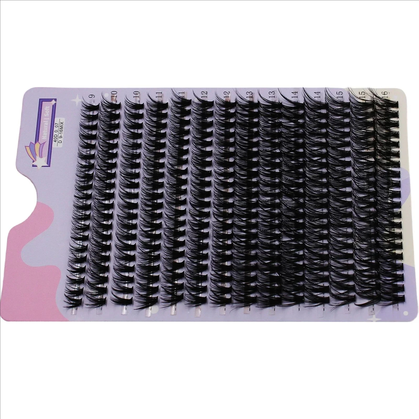 MJ 14แถว280กลุ่ม40D ผสมคลัสเตอร์9-16มม. ที่ต่อขนตาขนตาปลอมแบบหนาธรรมชาติ3D แถบขนตาแต่ละเส้น