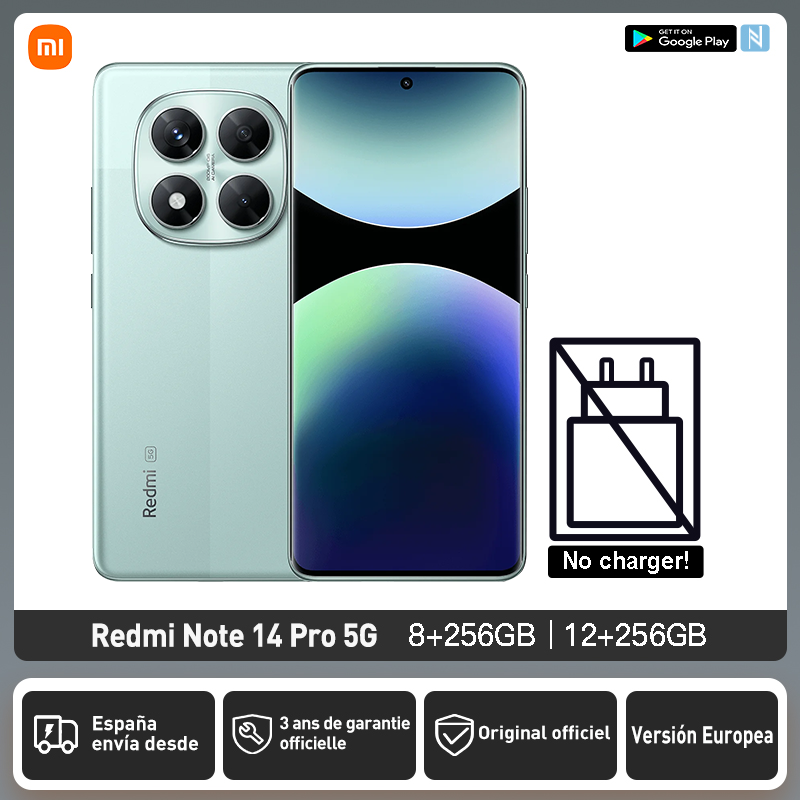 Xiaomi Redmi Note 14 Pro 5G Version européenne 256GB/512GB MTK Dimensity 7300-Ultra Écran AMOLED 6,67" 120Hz Caméra principale 200MP OIS Chargement 45W, IP68, NFC