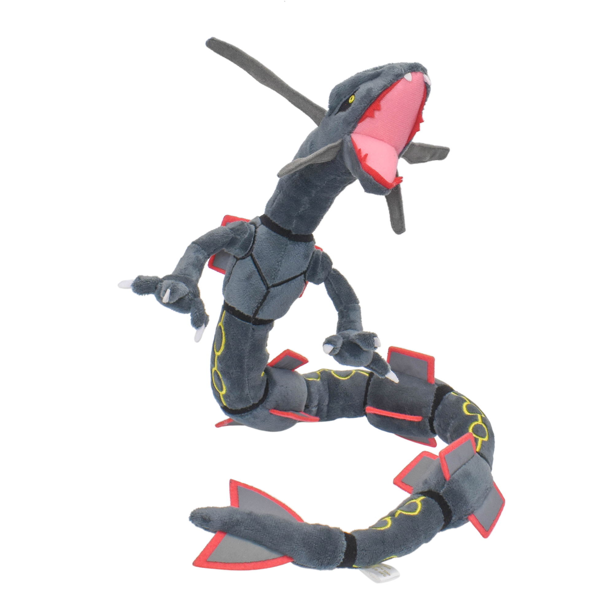 Brinquedos de pelúcia Rayquaza brilhantes, jogo de animais de pelúcia para presente colecionável, peluches macios, personagem de desenho animado fofo preto 12 polegadas