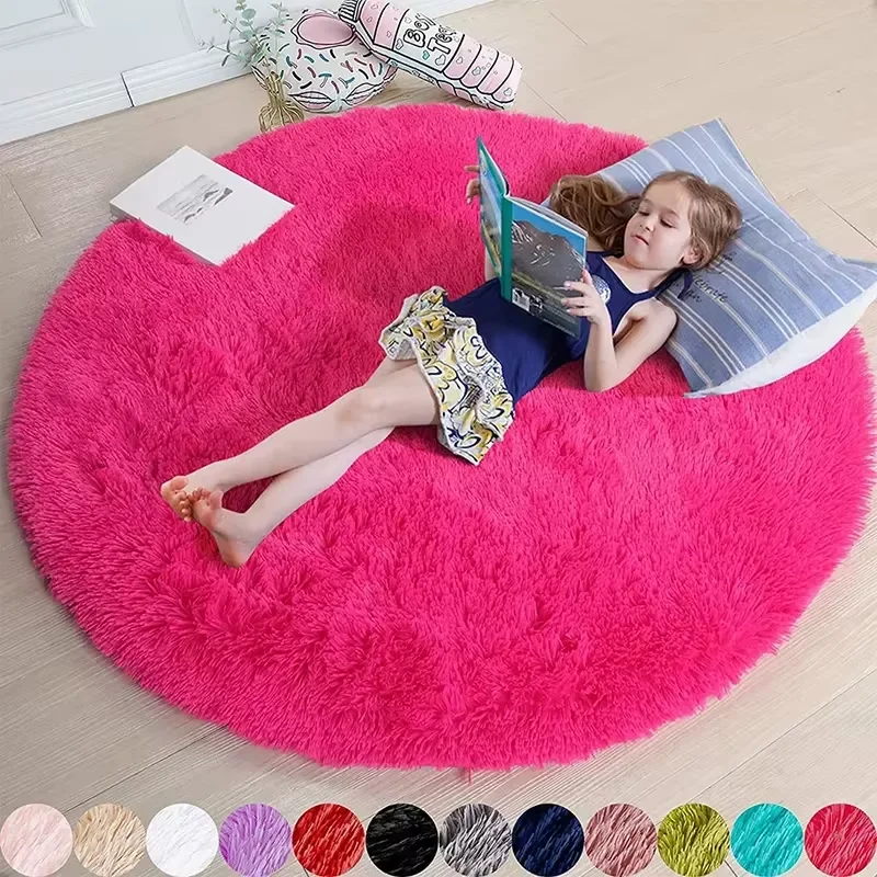 VIKAMA Tappeto rotondo peloso ultra morbido Tappeto bianco soffice Soggiorno Decorazioni per la casa Camera da letto Camera dei bambini Salone Tappeto in pile spesso