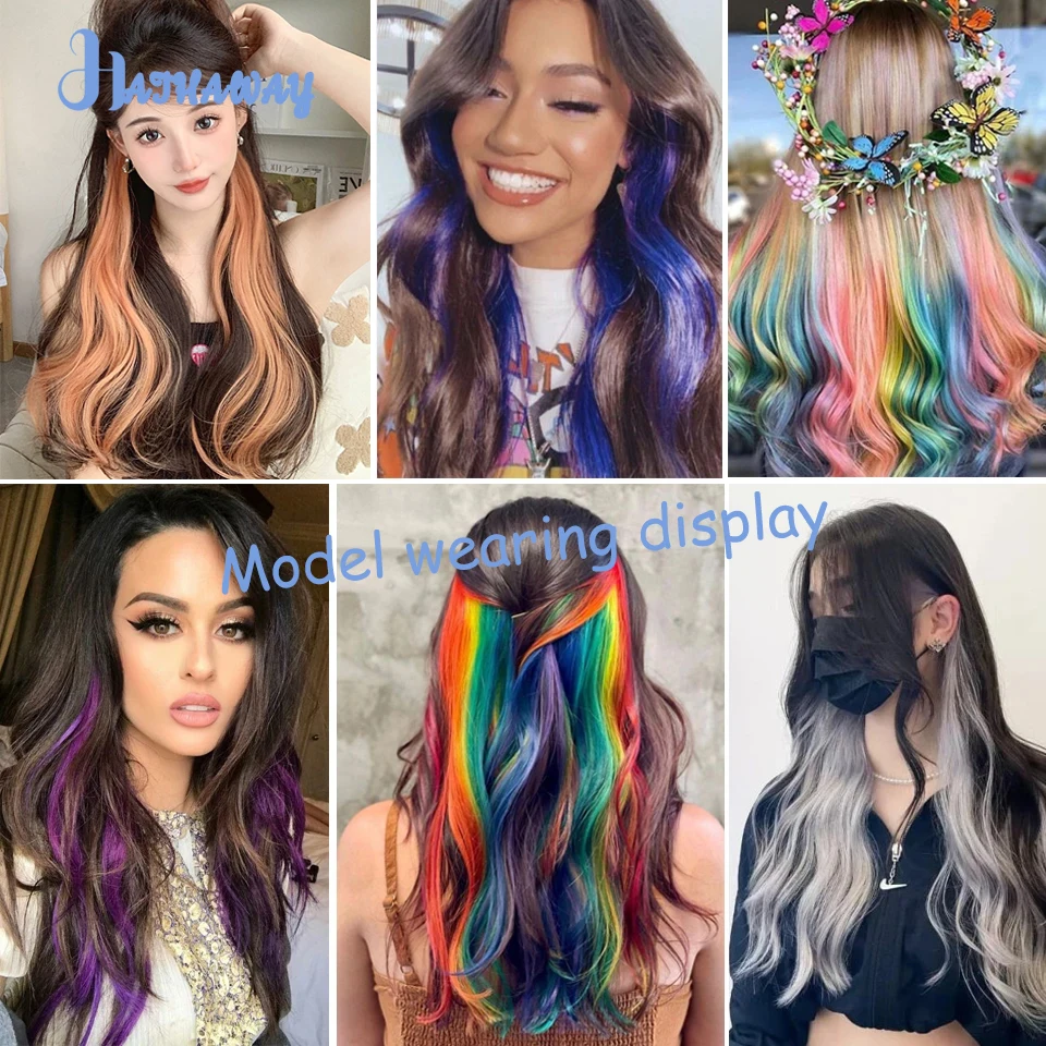 Synthetische Kleur Hangende Oor Verven Pruik Stuk Highlights Lang Krullend Haar Pruik Stuk Vrouwelijk Lang Haar Haarverlenging Uit Één Stuk