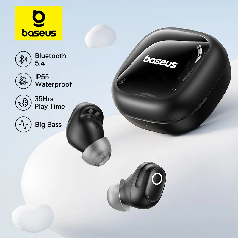 Baseus Bass BD1 auriculares inalámbricos Bluetooth 5,4 Mini auriculares de frijol 38H tiempo de reproducción IP55 auriculares deportivos impermeables
