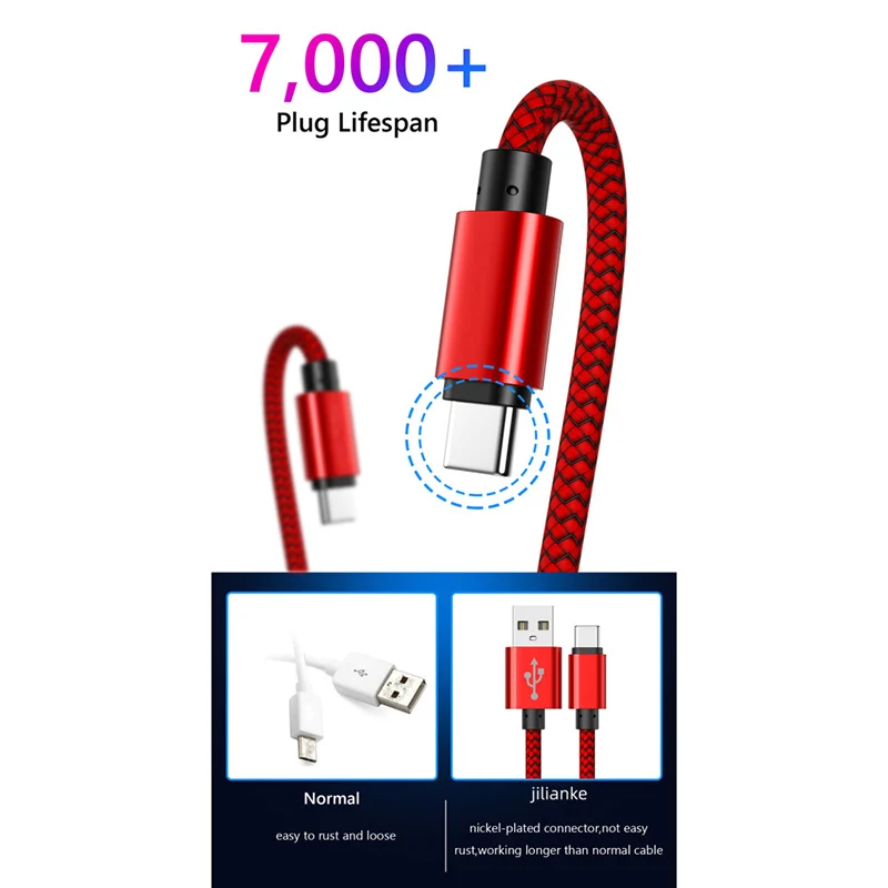 12W USB A ถึงประเภท C สายชาร์จไนลอนถักข้อมูลความเร็วสูงสําหรับ Samsung Huawei Xiaomi Android USB C Fast CHARGING