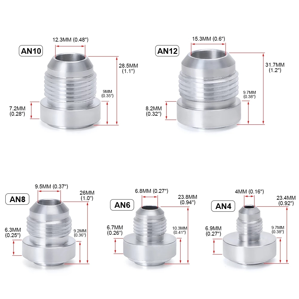 1 Stuks Aluminium Nitreuze Slang Fitting An6 An8 An10 An12 An16 An20 Mannelijke Knuppel Rechte Mannelijke Lasfitting Adapter Las Stop