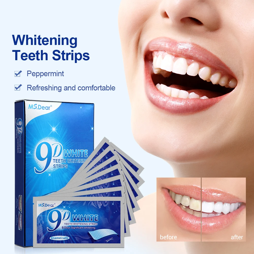 9D Gel Teeth Whitening Strips White Tooth Dental kit Oral Hygiene Care Strip for false Teeth Veneers Dentist Whiten gel