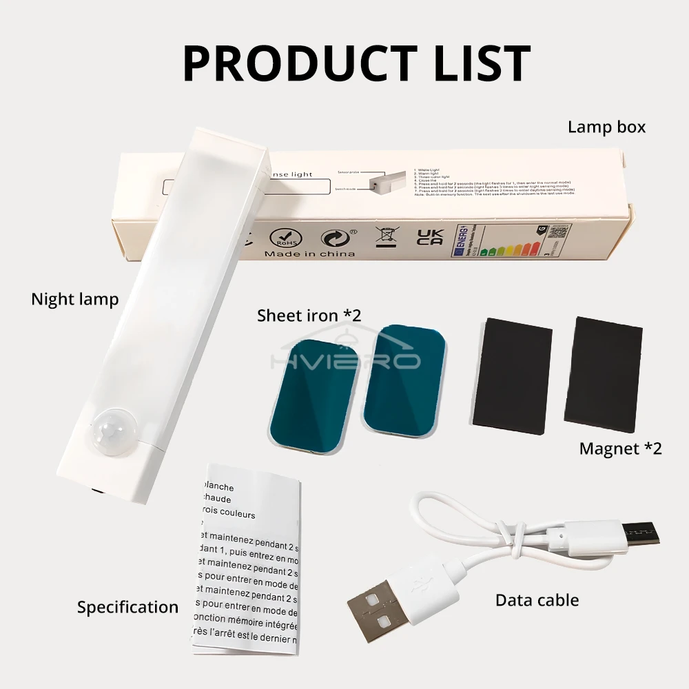 Rechargeable Motion Sensor LED Bar Light Induction Night Light Portable Cordless Magnetic Cabinet Lamp for Kitchen Bedside Room