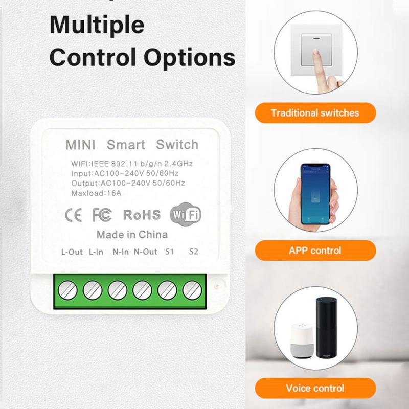 Tuya WiFi Smart Switch Module 16A Wireless DIY Light Switch Support 2 Way Control Smart Life APP Alexa Google Home Voice Control