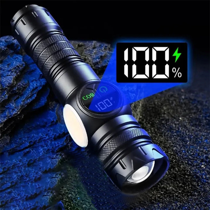 Super krachtige zaklampen USB oplaadbare LED-zaklamp Magnetische tactische zaklamp met COB-zijlicht Kamperen Vissen