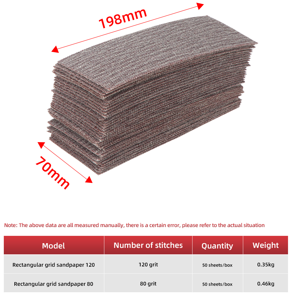 HIFESON 70x198mm Rectangular Sanding Sandpaper Vacuuming Sandpaper Sanding Disc Sanding Disc-Abrasive Paper 98A Sander Accessory