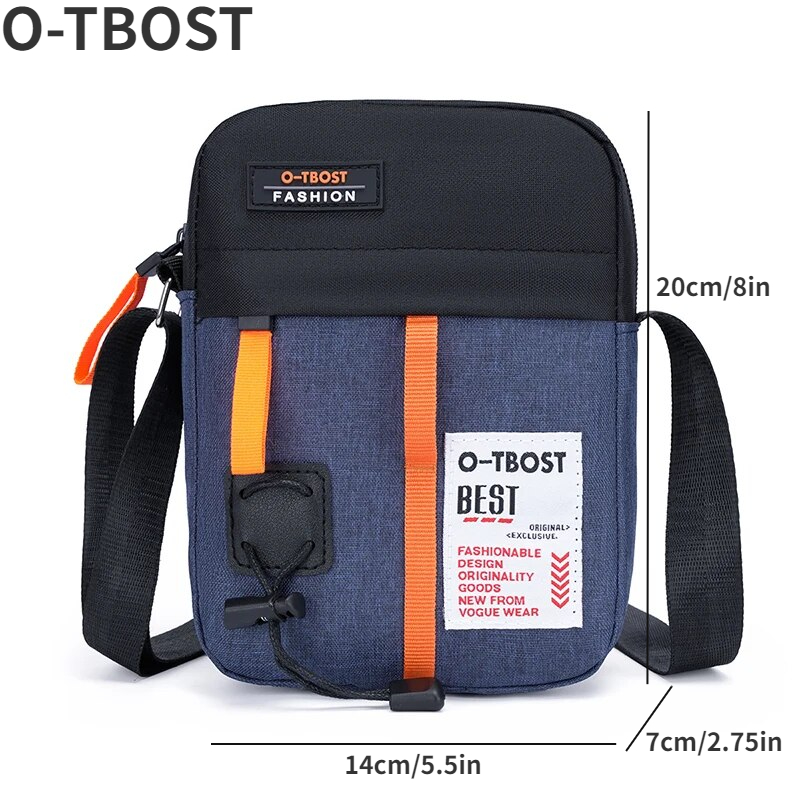 O-TBOST bolsa de ombro masculina 2024 nova casual e moda masculina à prova dwaterproof água ao ar livre multi-funcional crossbody saco