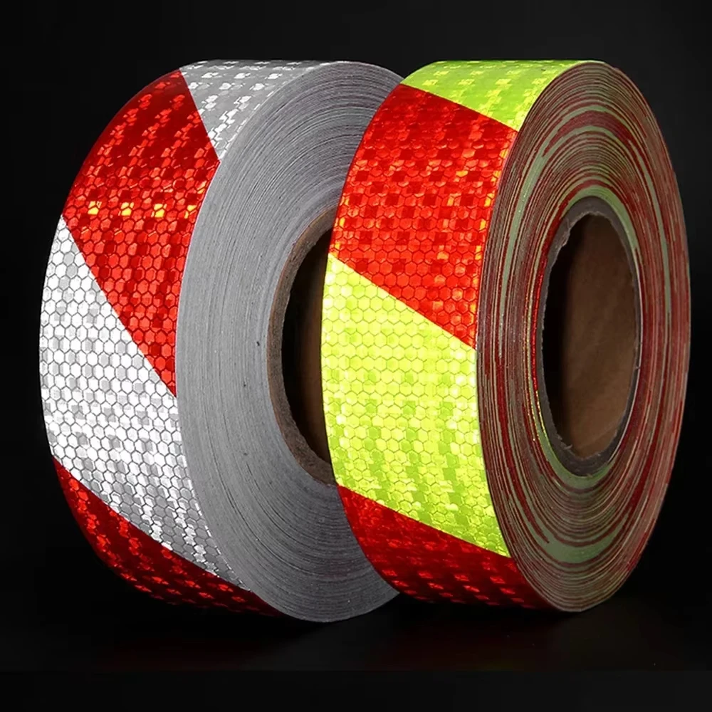 3m/5m/10m * 3cm Nastro adesivo riflettente Sarga sinistra o destra Strisce bianche-rosse Adesivo riflettente di sicurezza impermeabile per auto