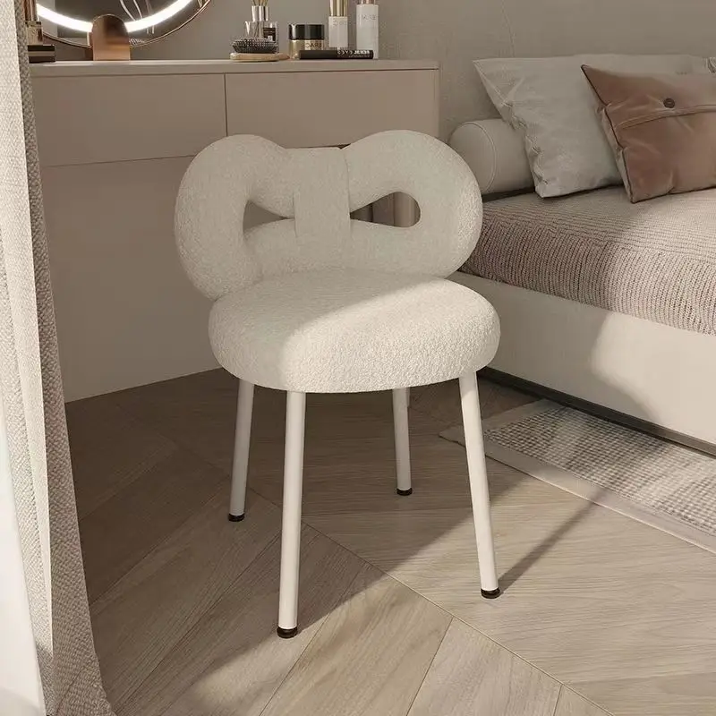 Penteadeira de veludo em forma de arco, banco estilo creme, quarto, cadeira de vaidade com encosto, salão de beleza, escritório, casa, cadeira giratória