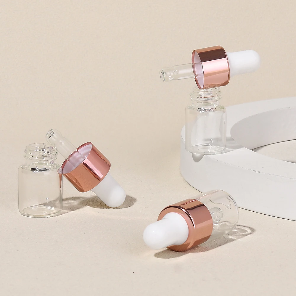 3pcs 2ml 명확한 미니 유리 Dropper 병 에센셜 오일 샘플 여행을위한 유리 눈 Dropper와 작은