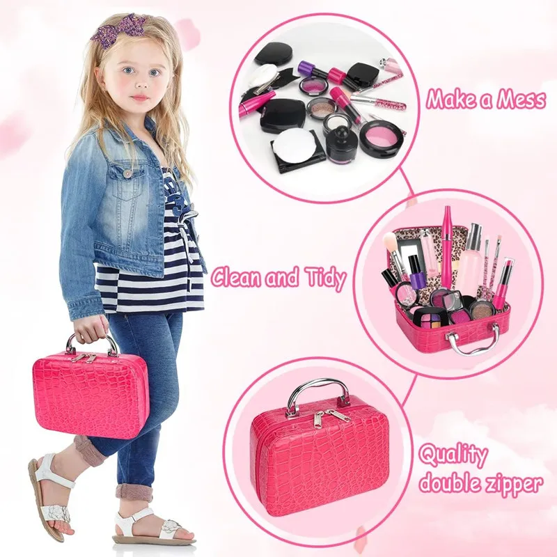 Make-up-Set für Mädchen, Rollenspiel, Make-up-Spielzeug-Set, ungiftiges Kosmetikspielzeug, Kinder lernen, Lernspielzeug für Prinzessin, Geburtstagsgeschenk