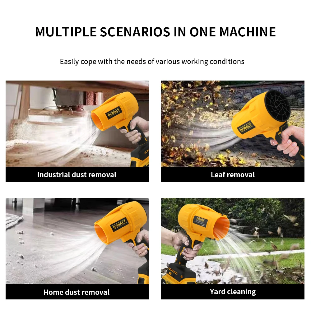 DEWALT เครื่องเป่าลมไร้สาย Brushless พัดลมเทอร์โบพัดลมรุนแรง 800g Thrust มือถือฝุ่นเป่าเครื่องมือชาร์จ 20V แบตเตอรี่