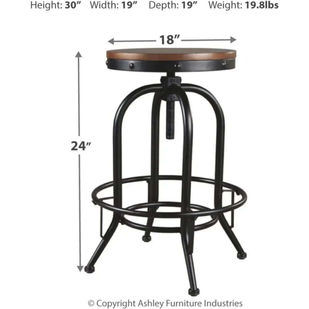 Signature Design by Ashley Valebeck Industrial Pub Height 29.75" Swivel Bar Stool, 2 Count, Brown & Black