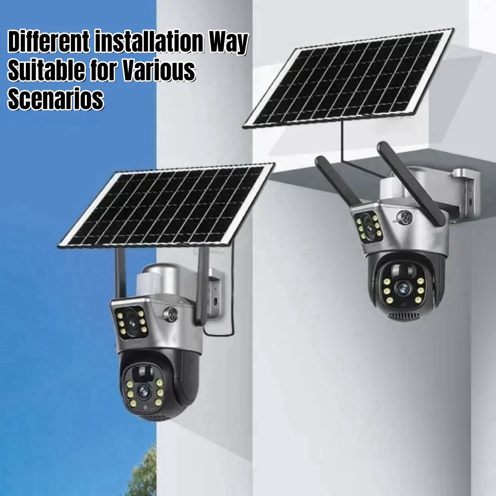 Dual Lens Solar 4G IP Camera 8MP 4K Wireless Surveillance Camera WiFi for Smart Home Night Vision with People Detection CCTV