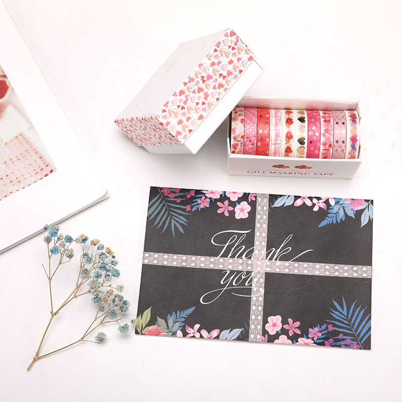 10 ชิ้น/กล่องทองฟอยล์ Washi เทป Kawaii Scrapbooking สมุดบันทึกสติกเกอร์ DIY Masking เทปเกาหลีเครื่องเขียนอุปกรณ์สํานักงาน