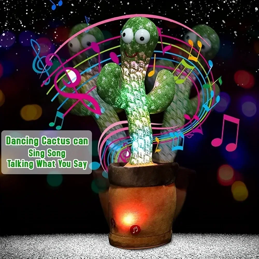 Brinquedo de pelúcia eletrônico inteligente para bebê cantando dança falando e gravação de som brinquedos de cacto para crianças presentes de natal para crianças
