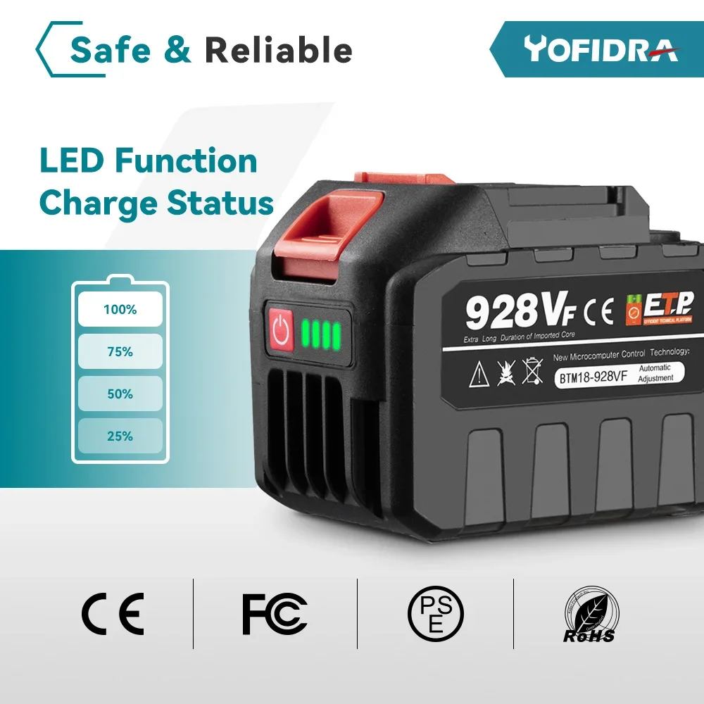 Yofidra 388VF バッテリー充電式 22500mah 15000mah リチウムイオン電池 928VF リチウムイオン電池マキタ電動工具