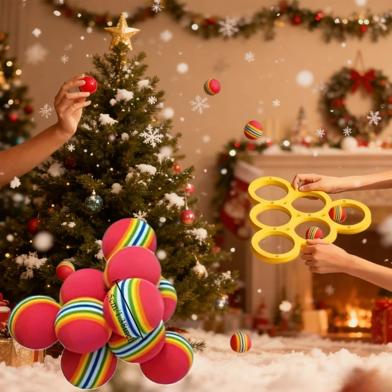 Fun Splash Navidad Fiesta Deportes Juego de ducha flotante Juguete - Material EVA duradero, bola de color aleatorio, perfecto para diversión navideña