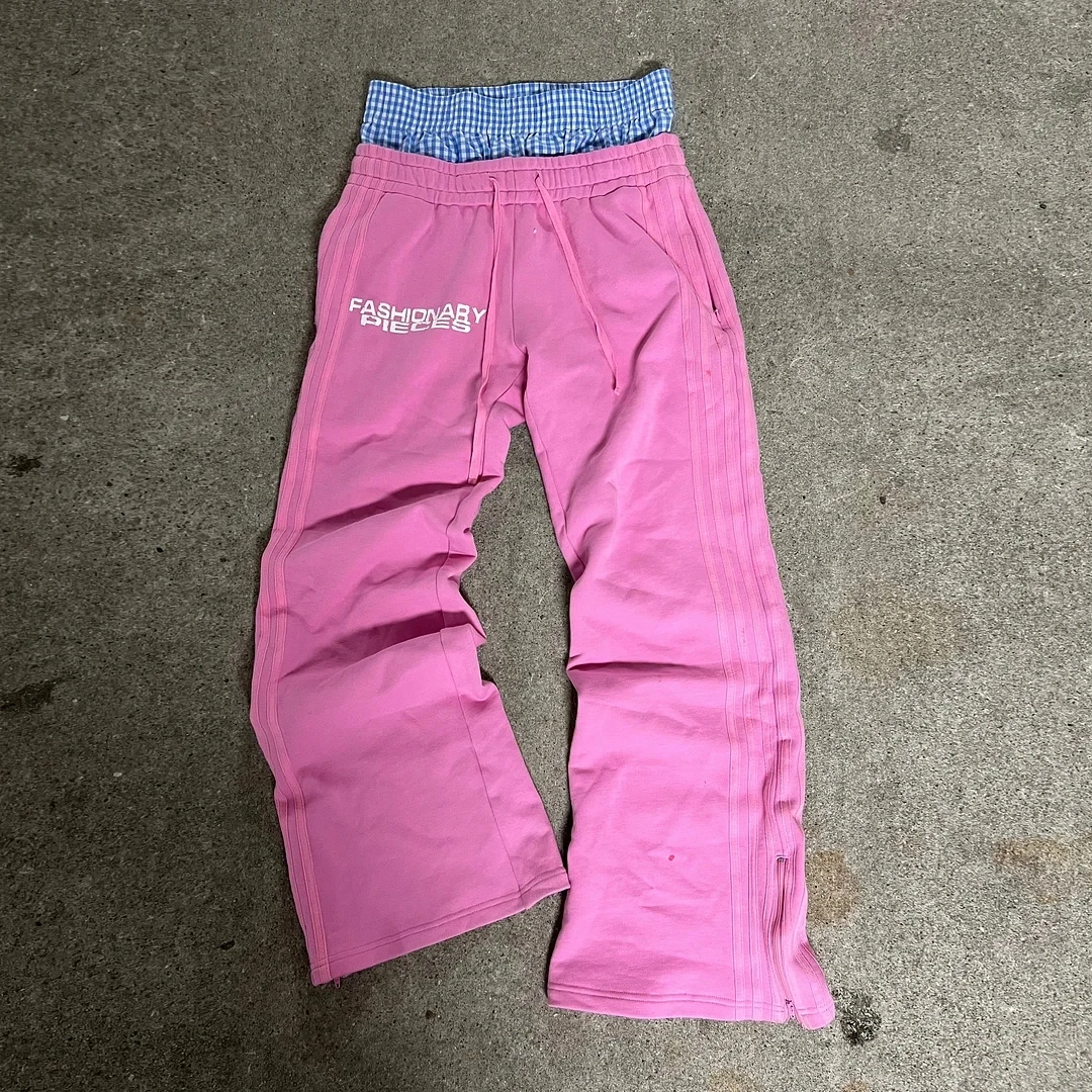 Hip-Hop gerade Hosen für Männer und Frauen Y2k High Street Harajuku Retro gestreifte bedruckte Hosen amerikanische gestrickte Freizeithosen