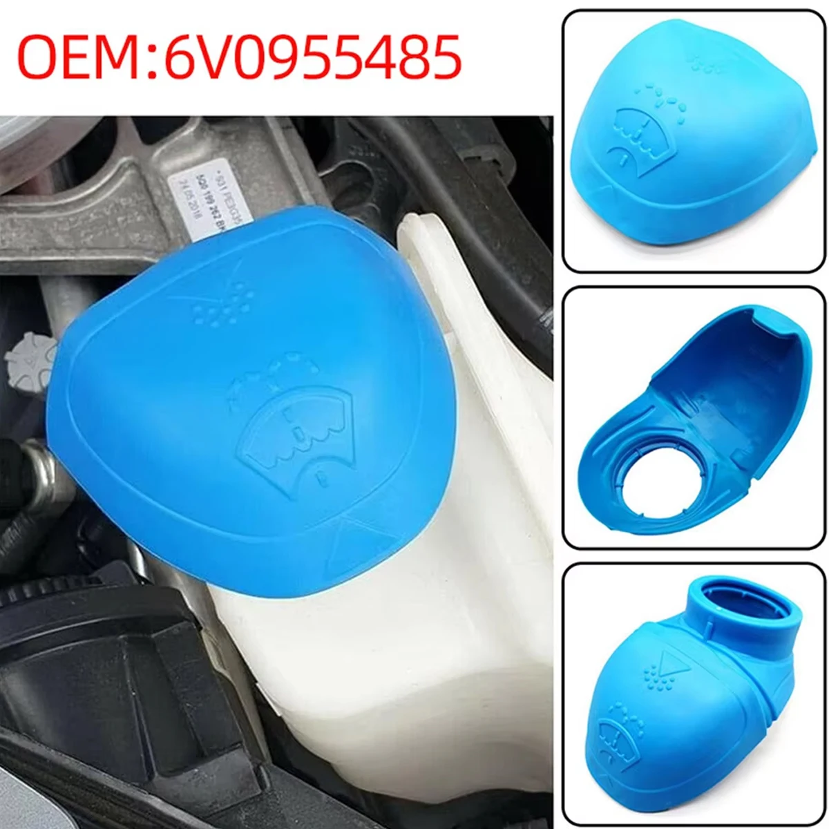 1pc tampa da arruela do carro acessórios do limpador de vidro do pára-brisa tanque limpeza spray garrafa para skoda 6v0955485 000096706