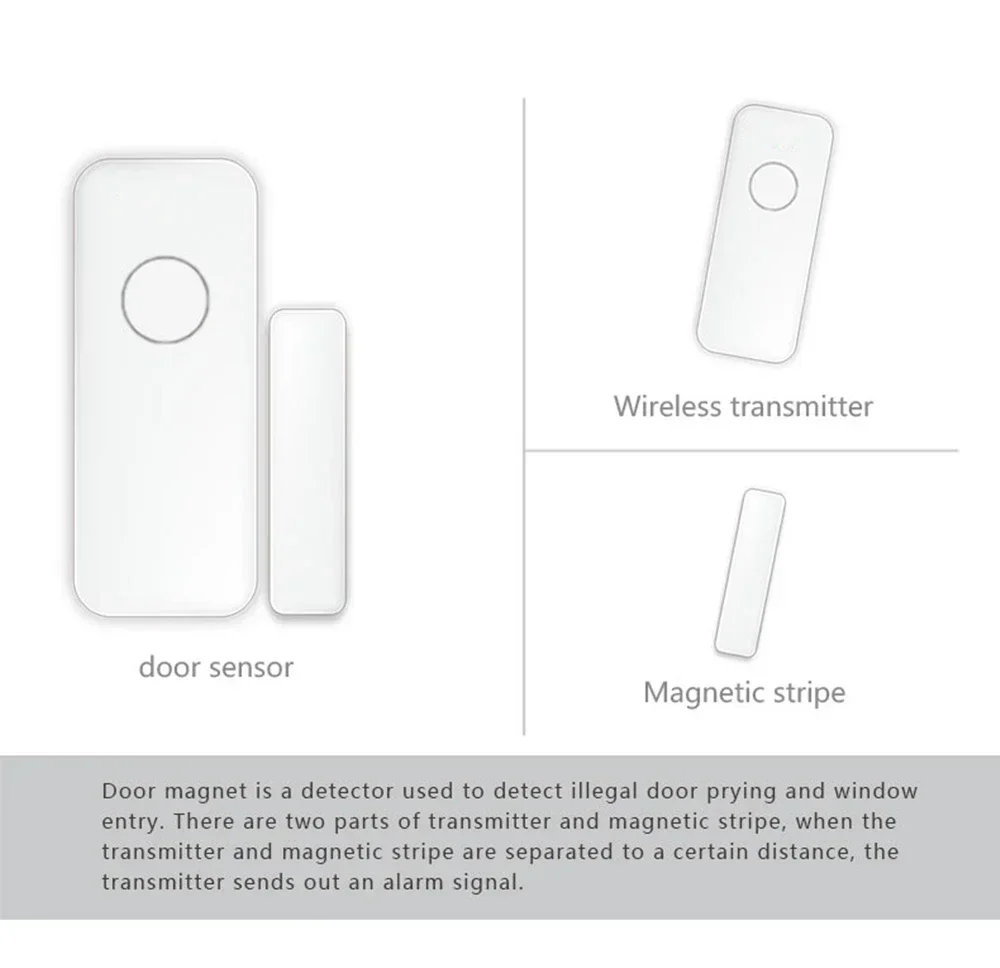 HIVA Drahtloser magnetischer Tür- und Fenstersensor EV1527 Codierungsmodus RF 433 MHz für Home Security Alarm System Home Einbruchalarm-Kits