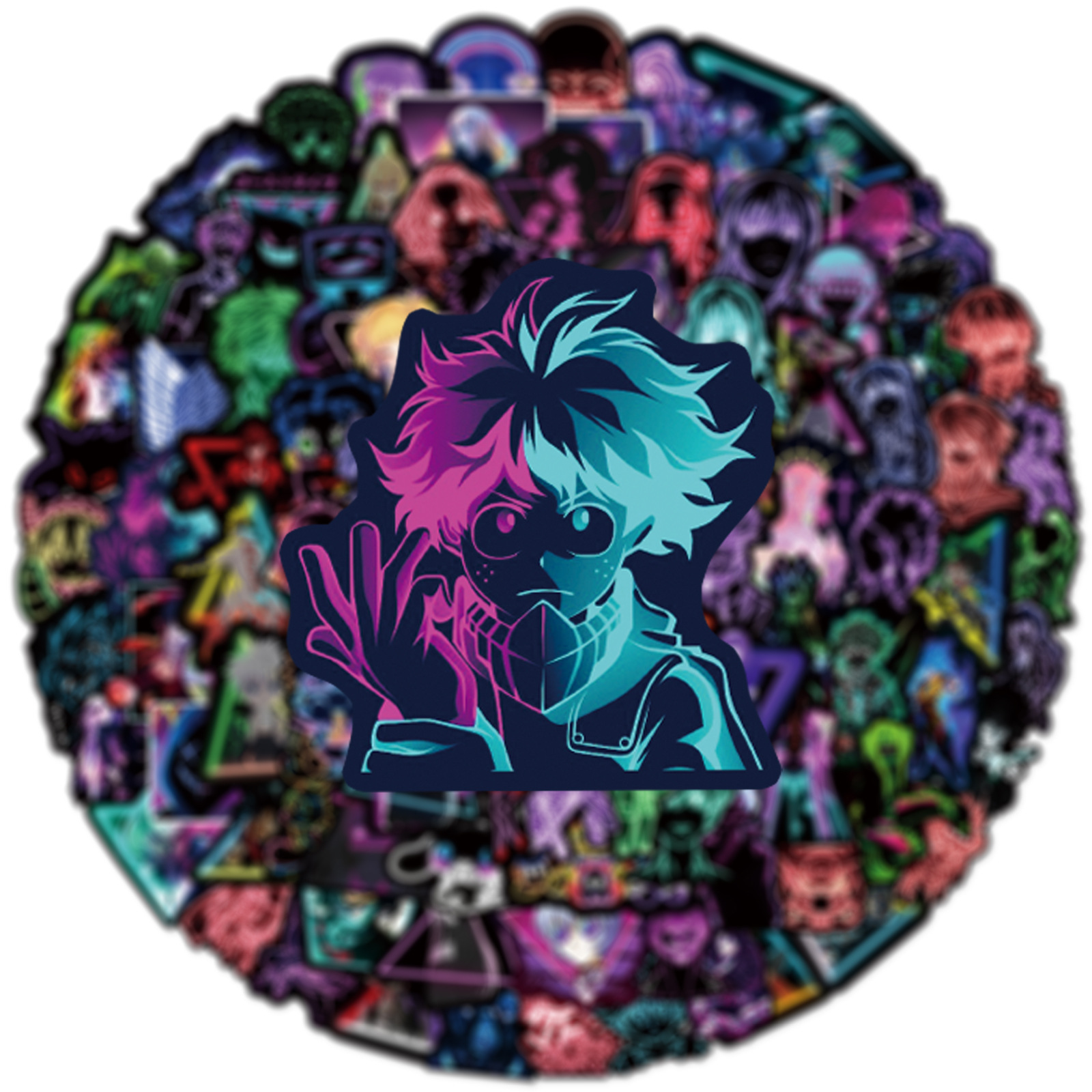 100PCS Neon Lamp Demon Slayer Several Mix Anime Stickers Decorative Stickers For Children's Toys Gift