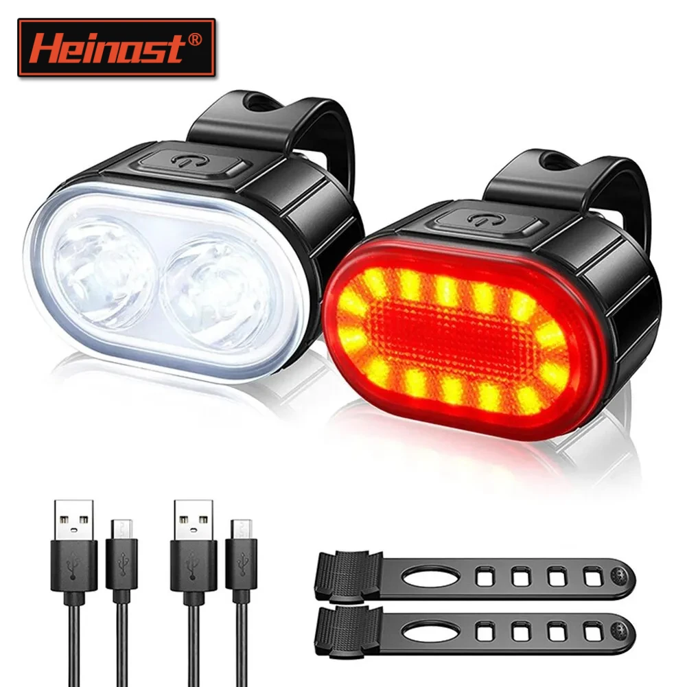 Juego de luces delanteras y traseras para bicicleta, linterna de defensa para bicicleta, palo MTB, luz trasera impermeable, linterna LED, accesorios para bicicleta