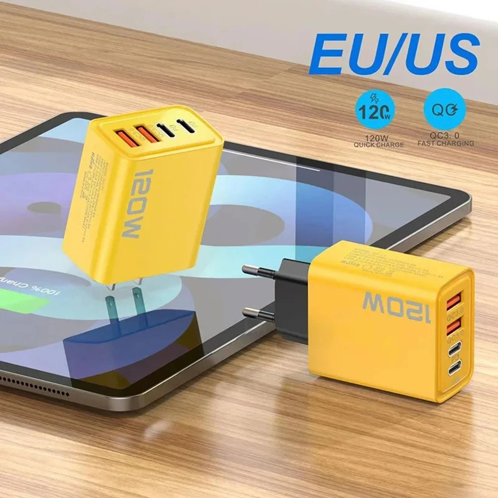 USB 충전기 총 120W 빠른 충전 iPhone 용 휴대 전화 충전 어댑터 Samsung Xiaomi Huawei QC 3.0 벽 PD 유형 C 충전기