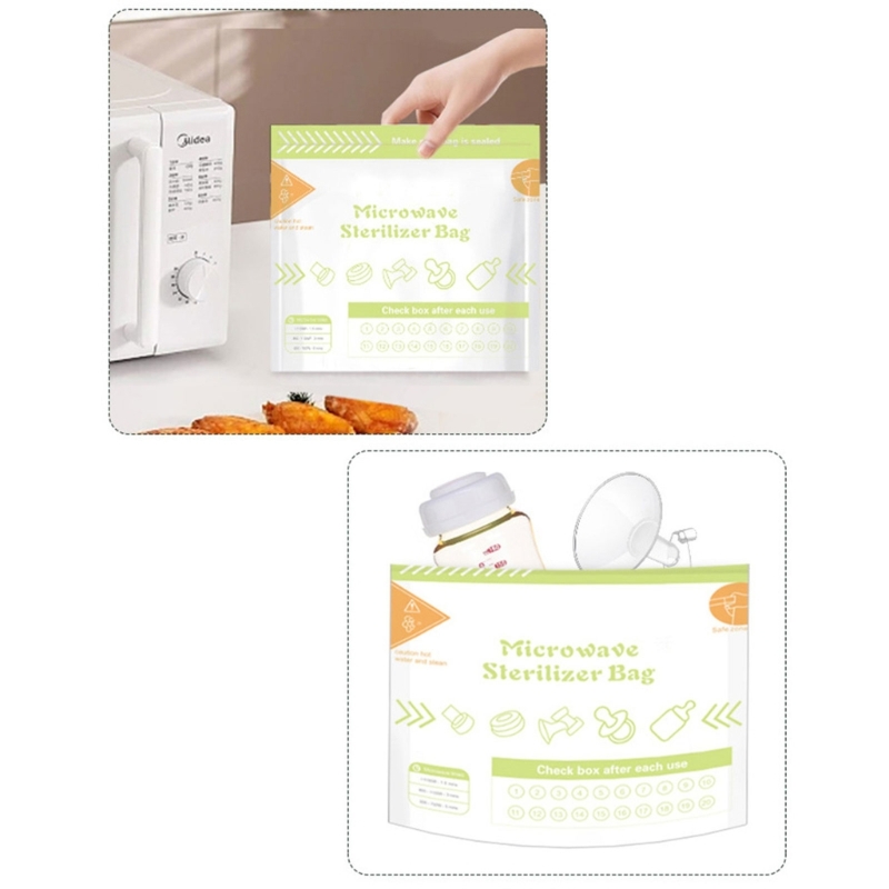 B2EB Bộ 10 Túi Lò Sóng Đựng Bình Sữa Và Máy Hút Sữa Một Phần Đồ Chơi Vệ Sinh