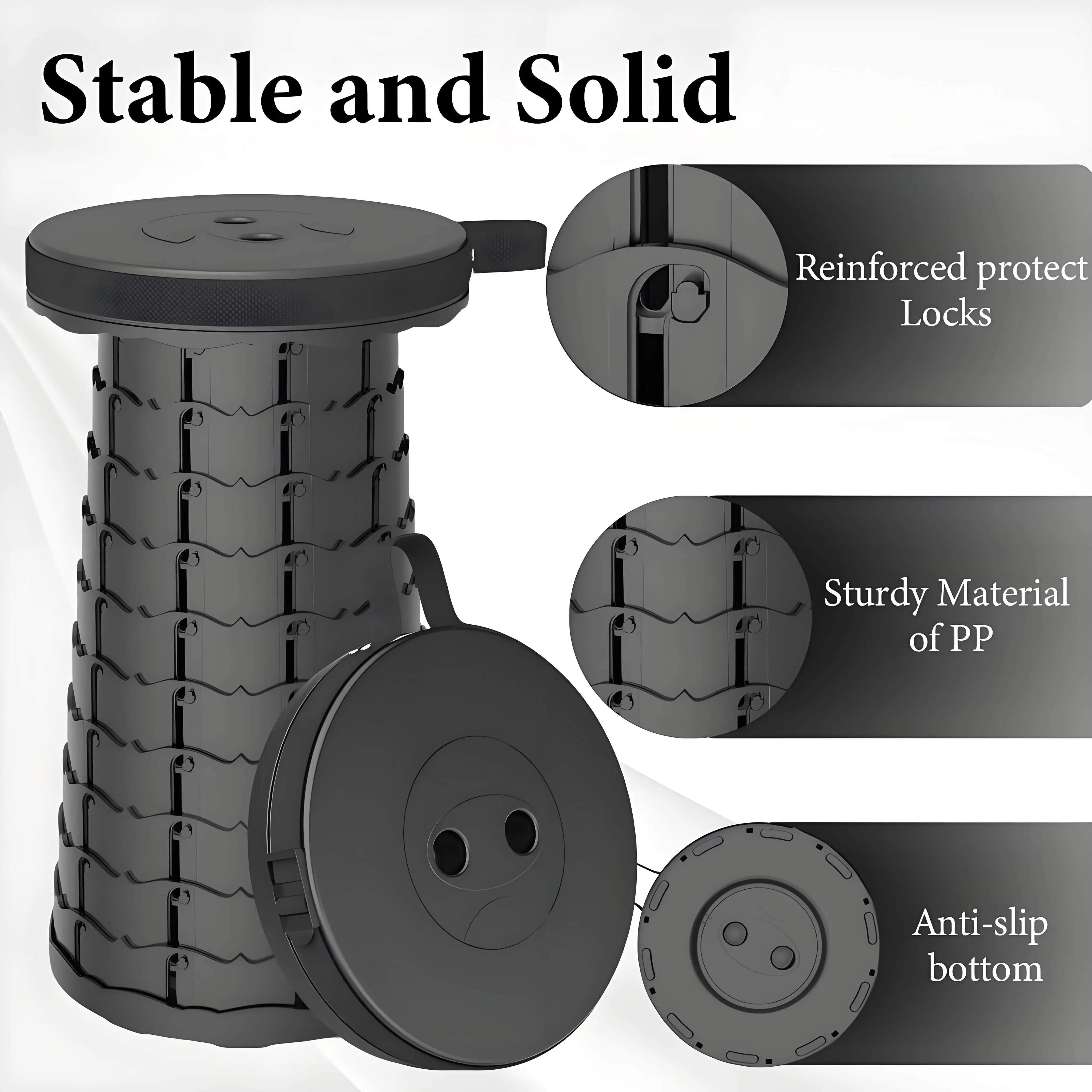 Portable Folding Stool Capacity Compact Camping Seat | Lightweight for Fishing Hiking Outdoor Events Subway Bus Commuting