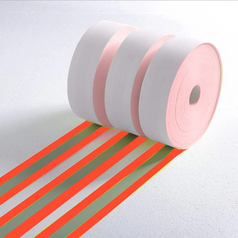Tessuto riflettente ignifugo giallo fluorescente e rosso fluorescente cucito su nastro di avvertimento ignifugo per indumenti di sicurezza