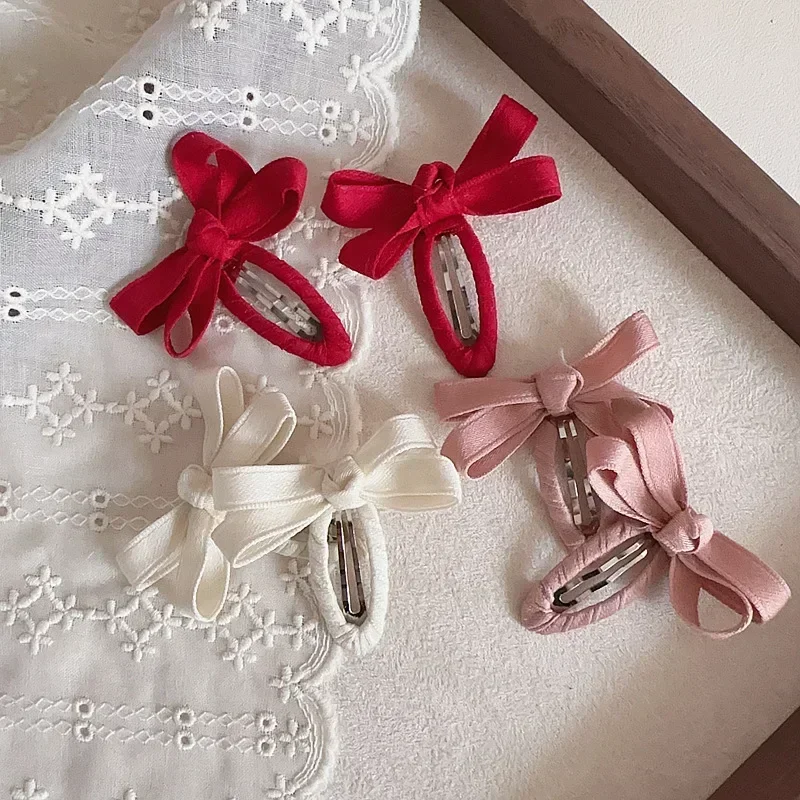Grampos de cabelo para bebês, novo outono e inverno, série de cores de folhas, cinto de algodão, arco, clipes bb para crianças, franja, acessório de cabelo lateral