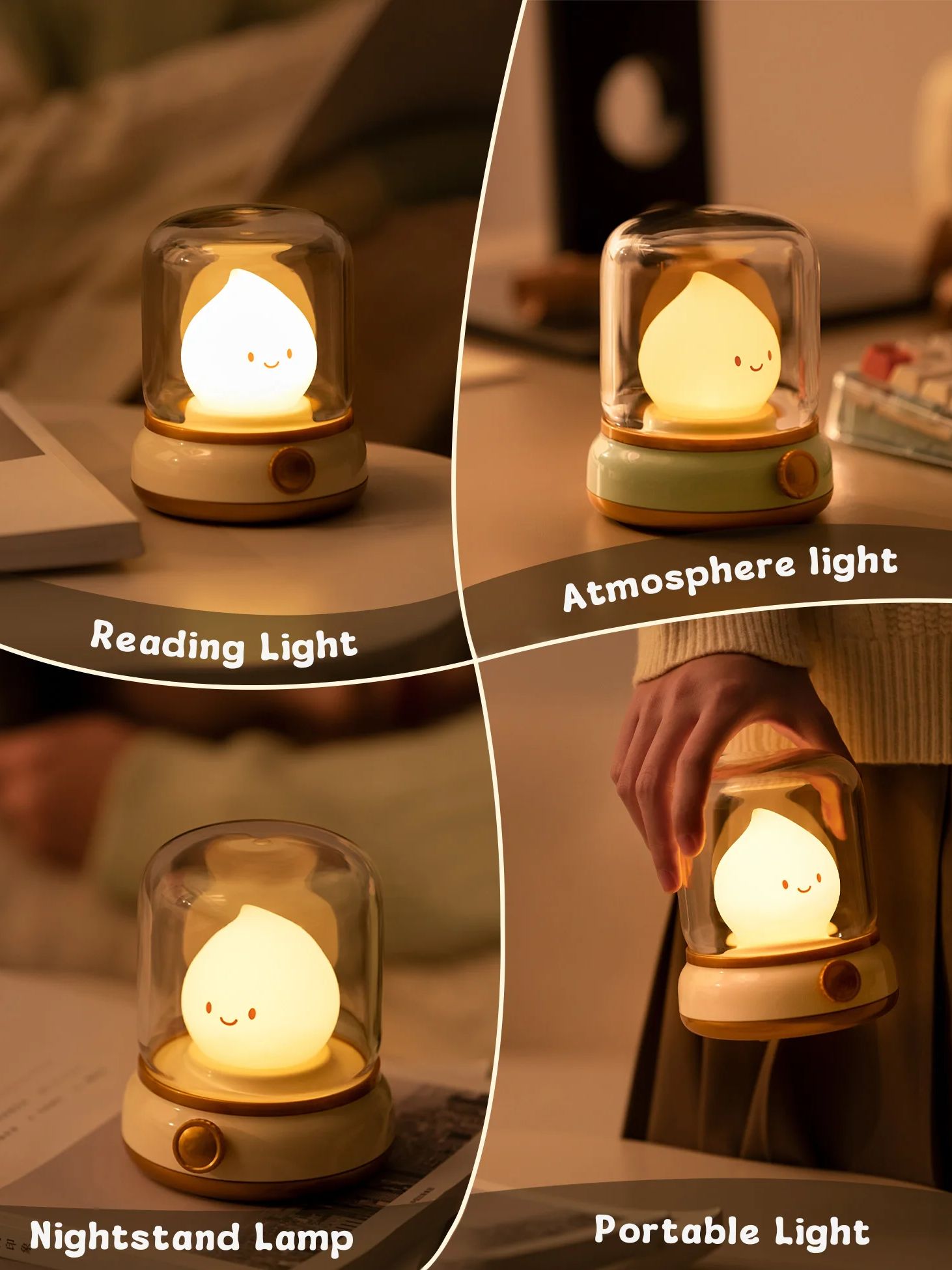 Kerosene LED Night Light Cute Flameless Candle Lights with Two Modes USB RGB Table Lamp Dimmable Camping Light For Bedroom Decor