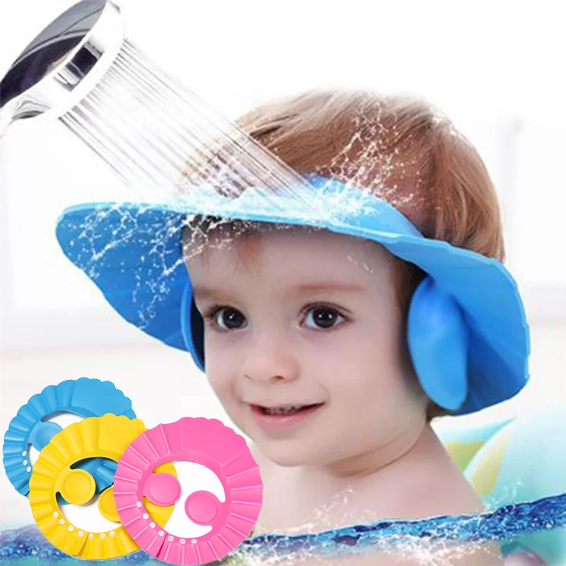 Gorros de ducha ajustables para bebé, gorro de champú para niños, protector de baño, visera de protección ocular impermeable, gorro portátil para lavar el cabello, 1 ud.